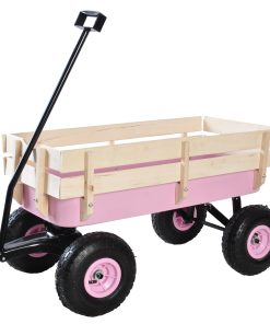 Outdoor All Terrain Wagon Cart with Wood Railing Air Tires