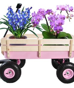 Outdoor All Terrain Wagon Cart with Wood Railing Air Tires