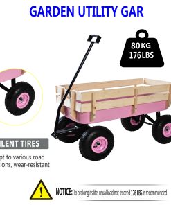 Outdoor All Terrain Wagon Cart with Wood Railing Air Tires