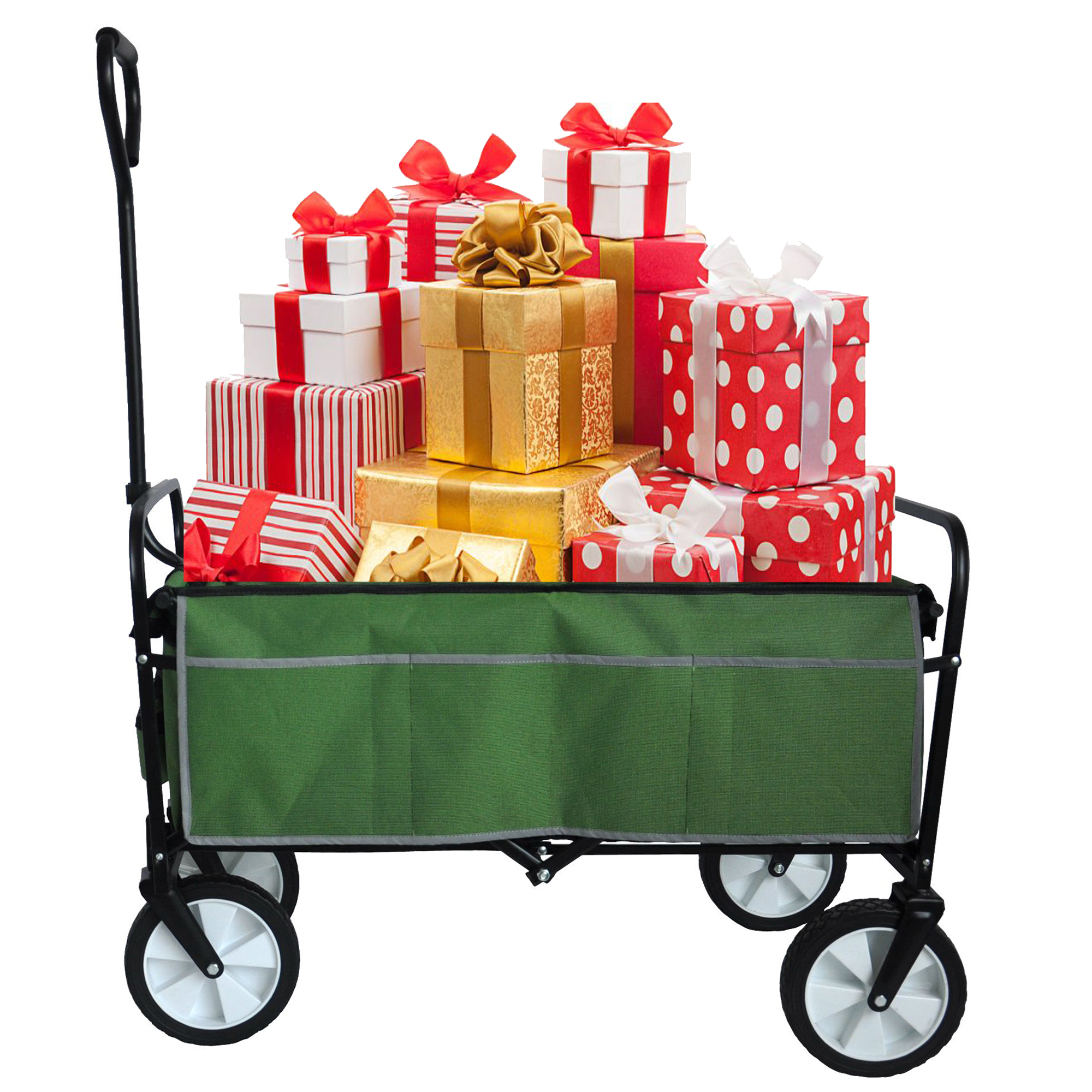 Folding Wagon Garden Shopping Beach Cart Green