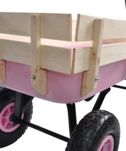 Outdoor All Terrain Wagon Cart with Wood Railing Air Tires
