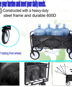 Folding Wagon Garden Cart, Black
