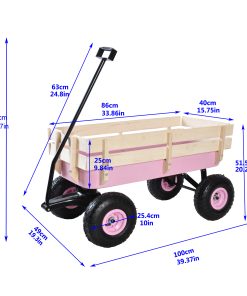 Outdoor All Terrain Wagon Cart with Wood Railing Air Tires