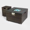 Outdoor Square Fire Pit Table With Propane Tank Cover