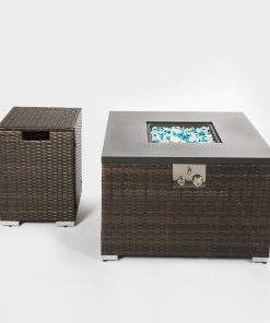 Outdoor Square Fire Pit Table With Propane Tank Cover