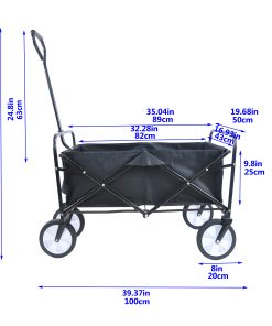 Folding Wagon Garden Cart, Black