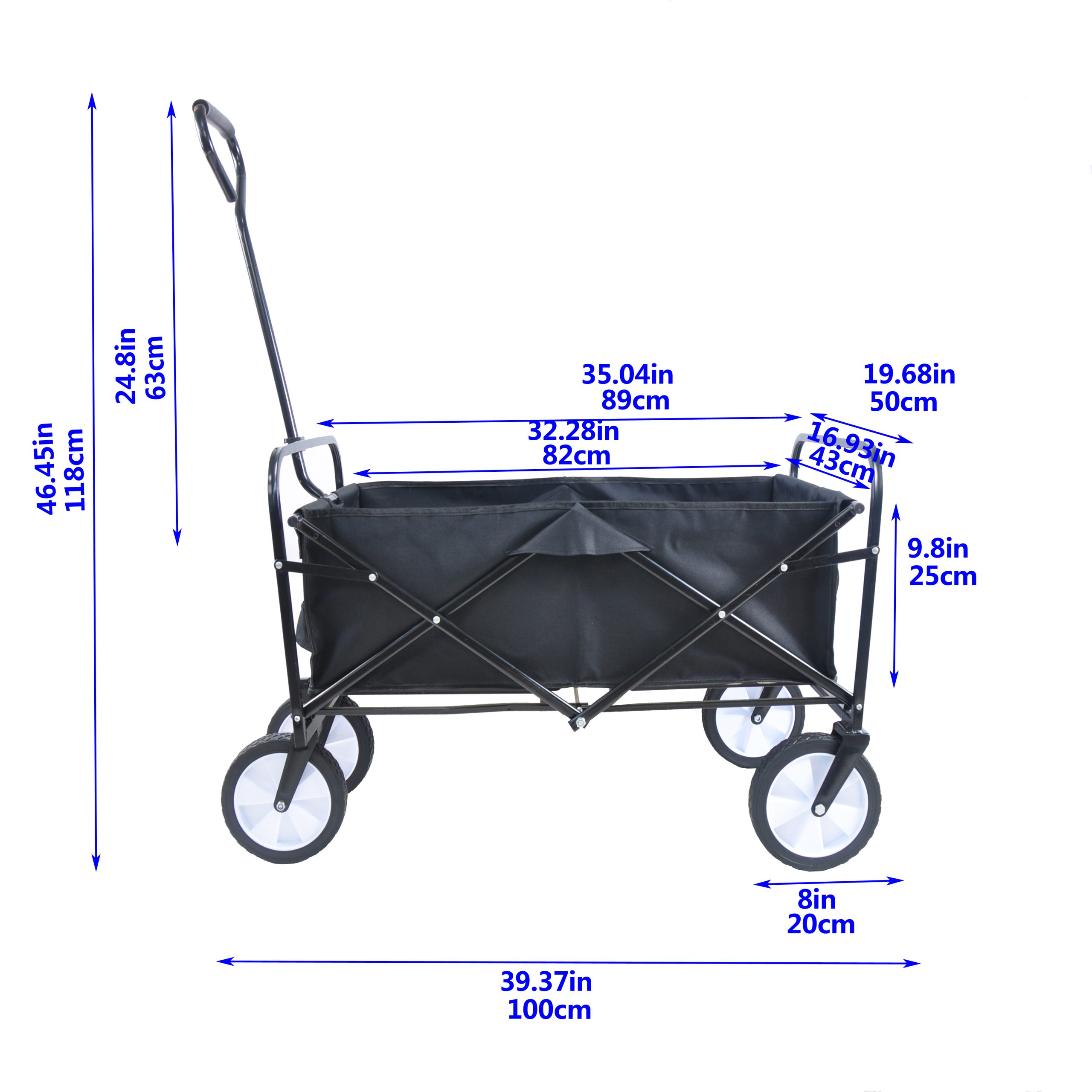 Folding Wagon Garden Cart, Black