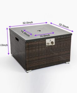 Outdoor Square Fire Pit Table With Propane Tank Cover