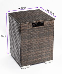 Outdoor Square Fire Pit Table With Propane Tank Cover