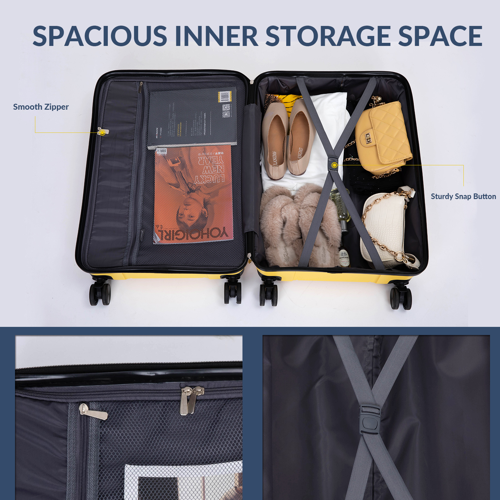 Spinner Wheels PP 3 Piece Luggage Sets