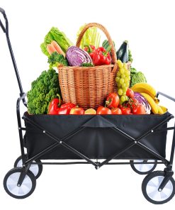 Folding Wagon Garden Cart, Black