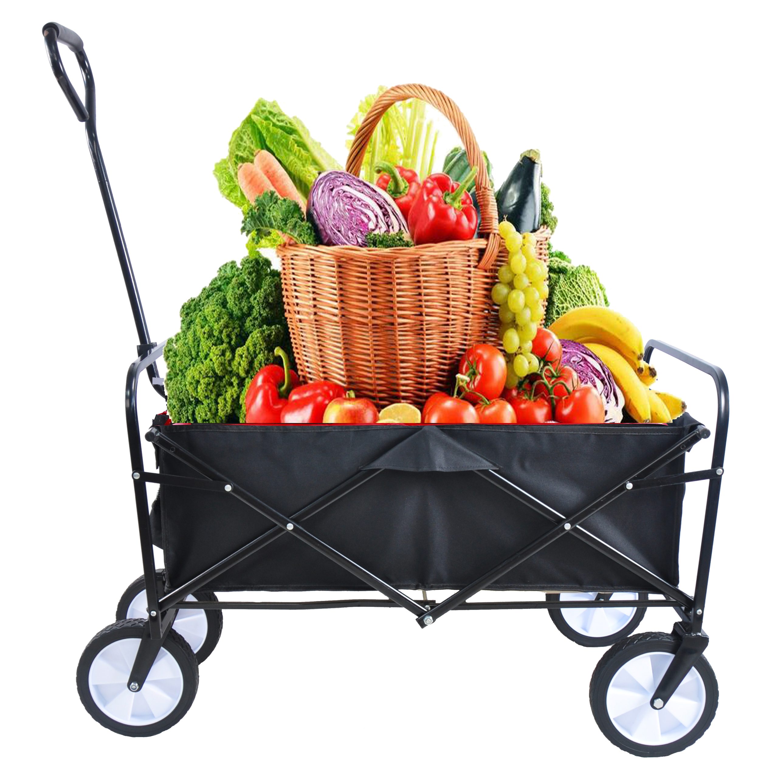 Folding Wagon Garden Cart, Black