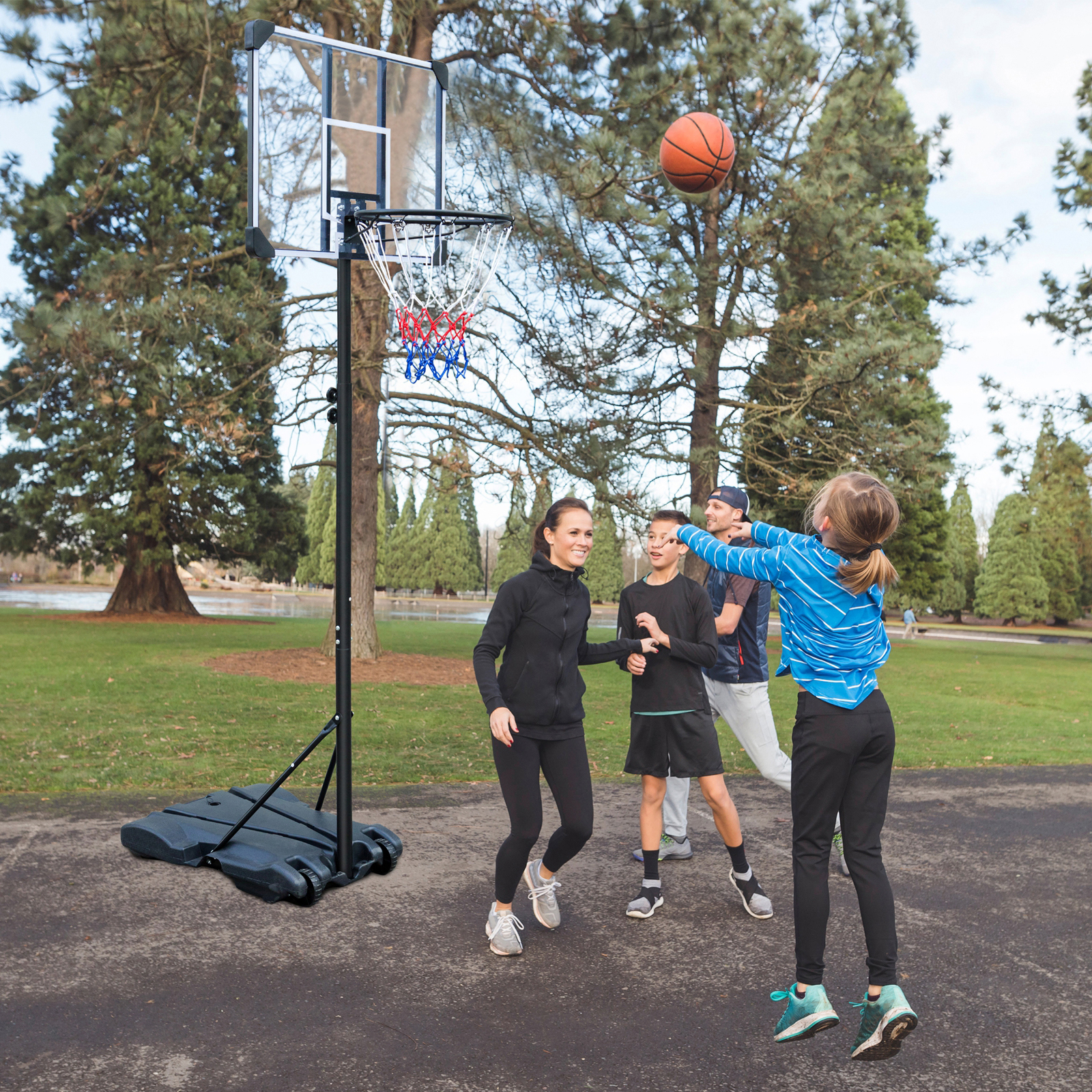 Portable Basketball Hoop Stand with Wheels for Youth
