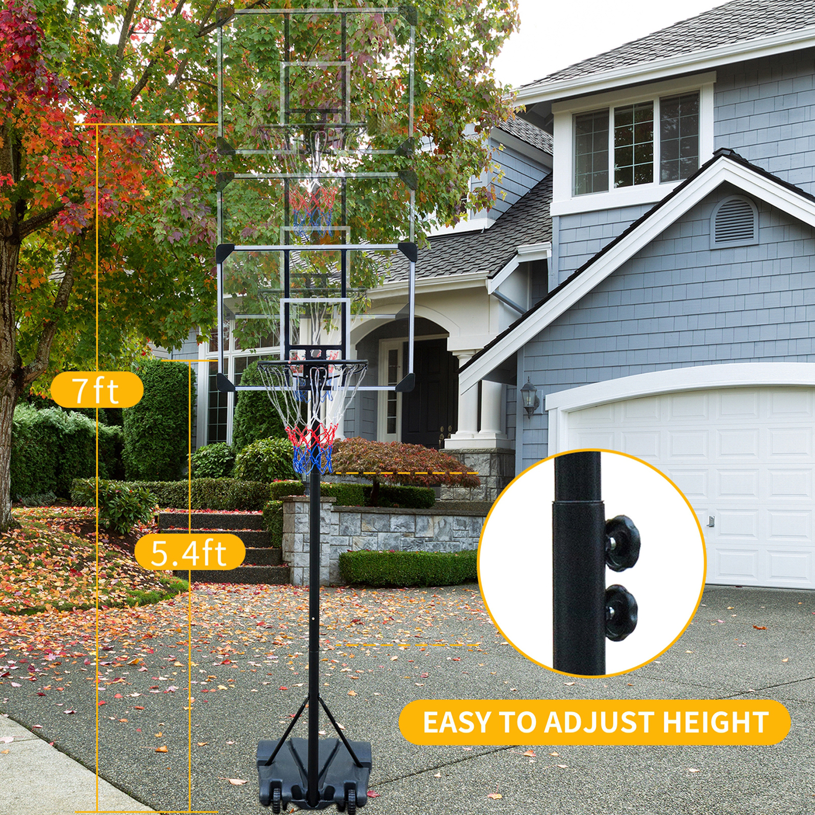 Portable Basketball Hoop Stand with Wheels for Youth