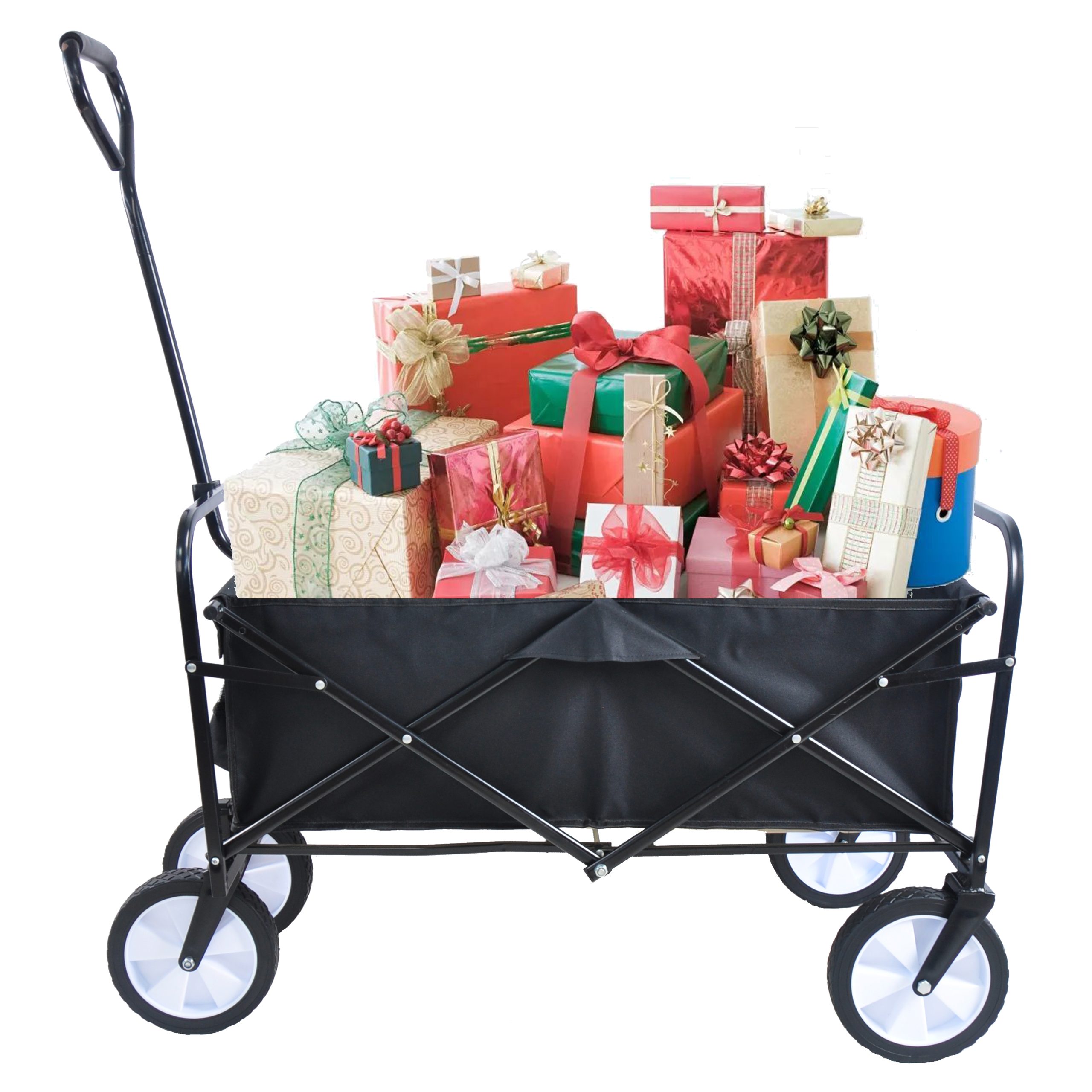 Folding Wagon Garden Cart, Black