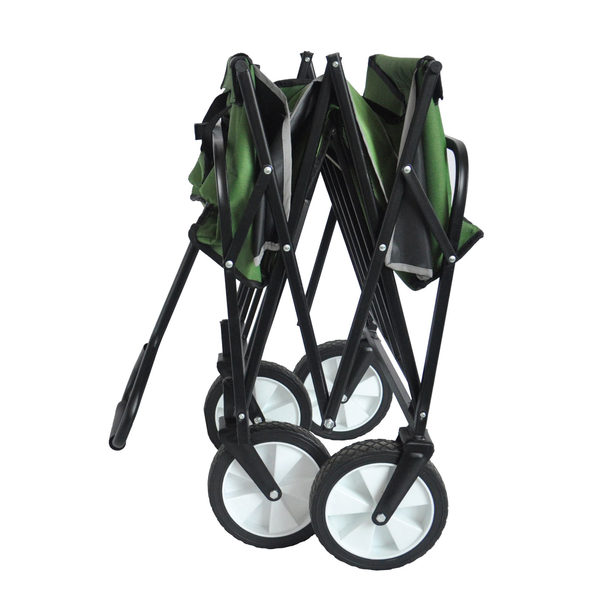 Folding Wagon Garden Shopping Beach Cart Green