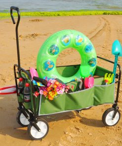Folding Wagon Garden Shopping Beach Cart Green
