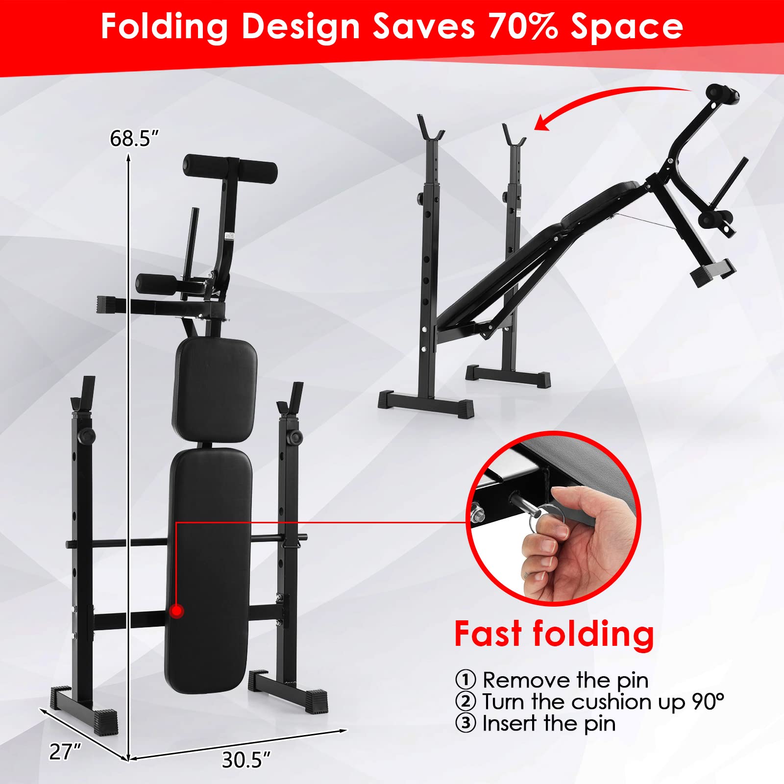 Olympic Weight Bench Press Set With Squat Rack