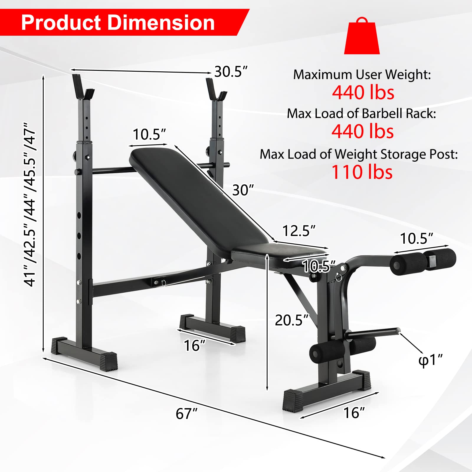 Olympic Weight Bench Press Set With Squat Rack