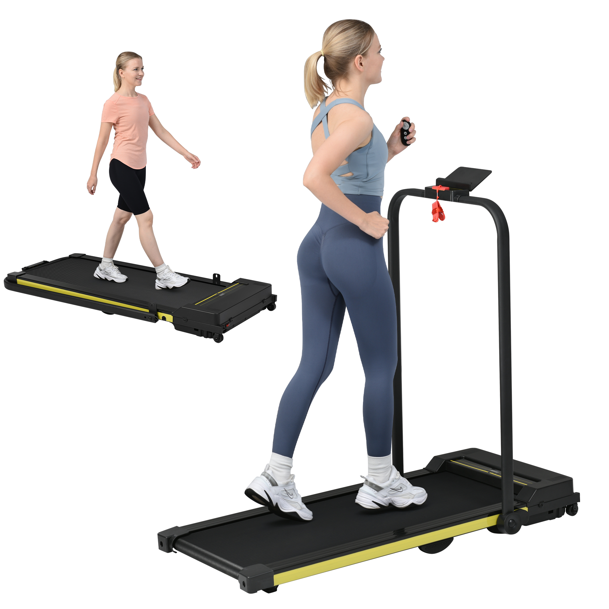 0.6-7.6MPH 2.5HP 2 in 1 Folding Treadmill