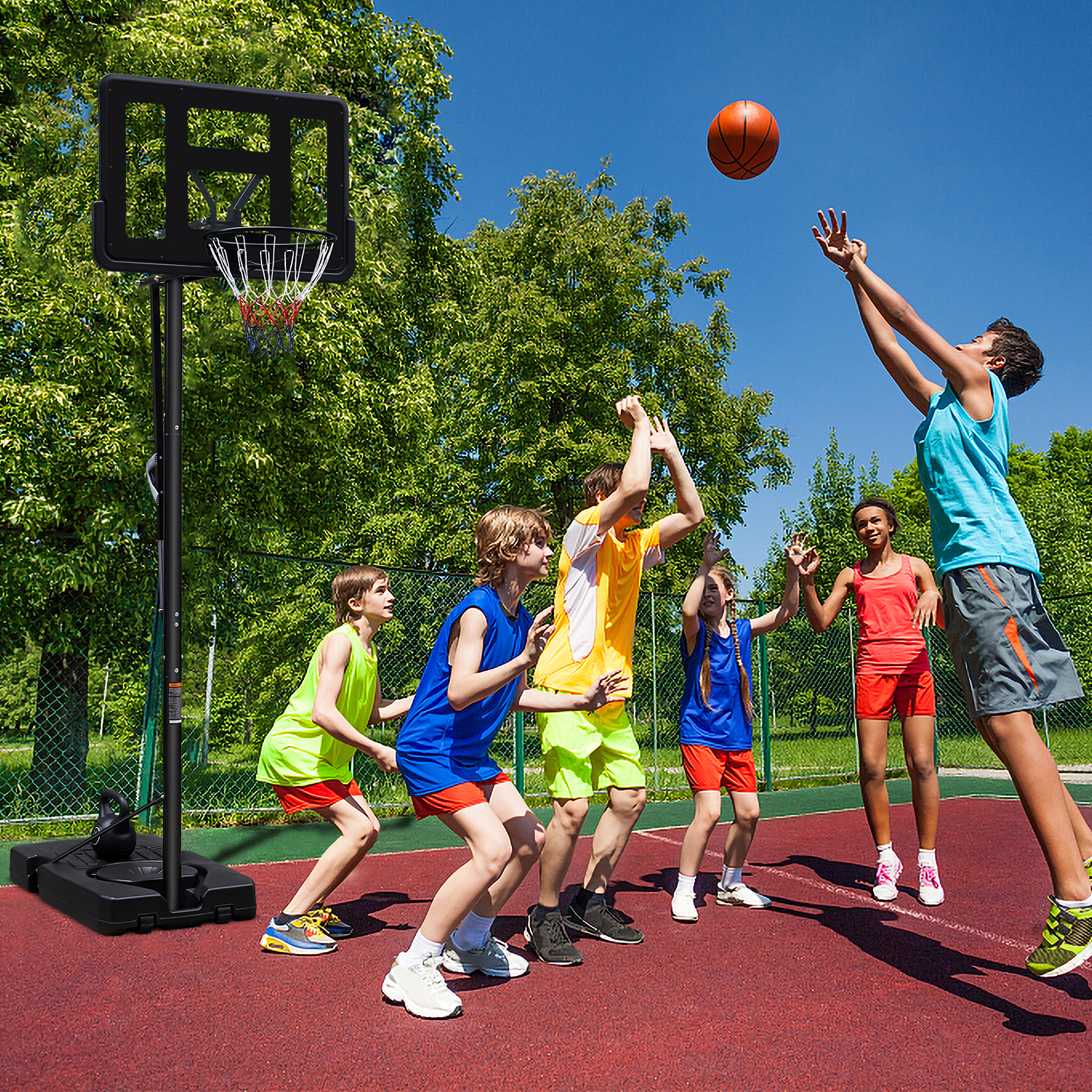 Height Adjustable Portable Basketball Hoop With 44 Inch Backboard And Wheels - Image 7