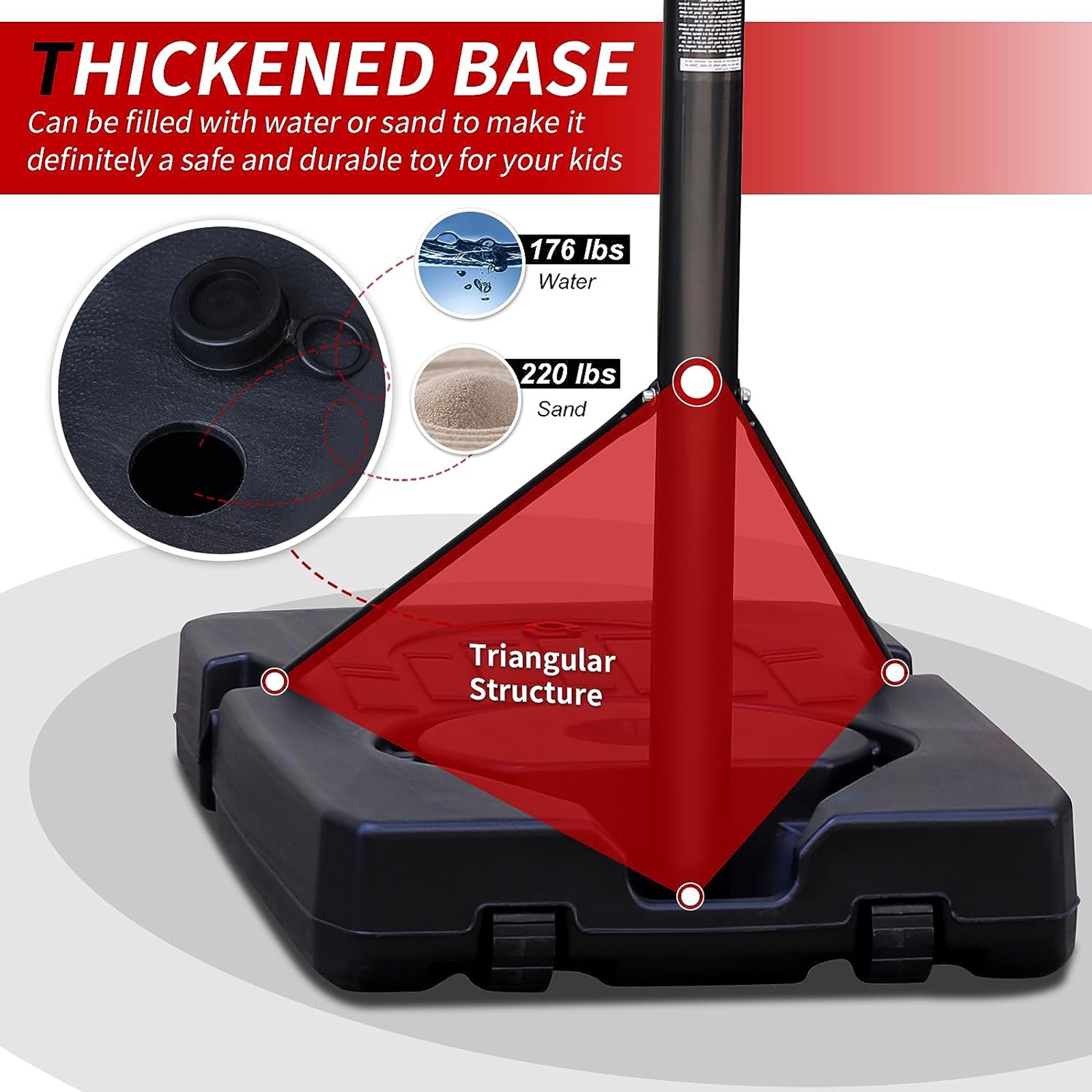 Height Adjustable Portable Basketball Hoop With 44 Inch Backboard And Wheels - Image 6