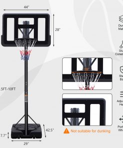 Alternative view of Height Adjustable Portable Basketball Hoop With 44 Inch Backboard And Wheels