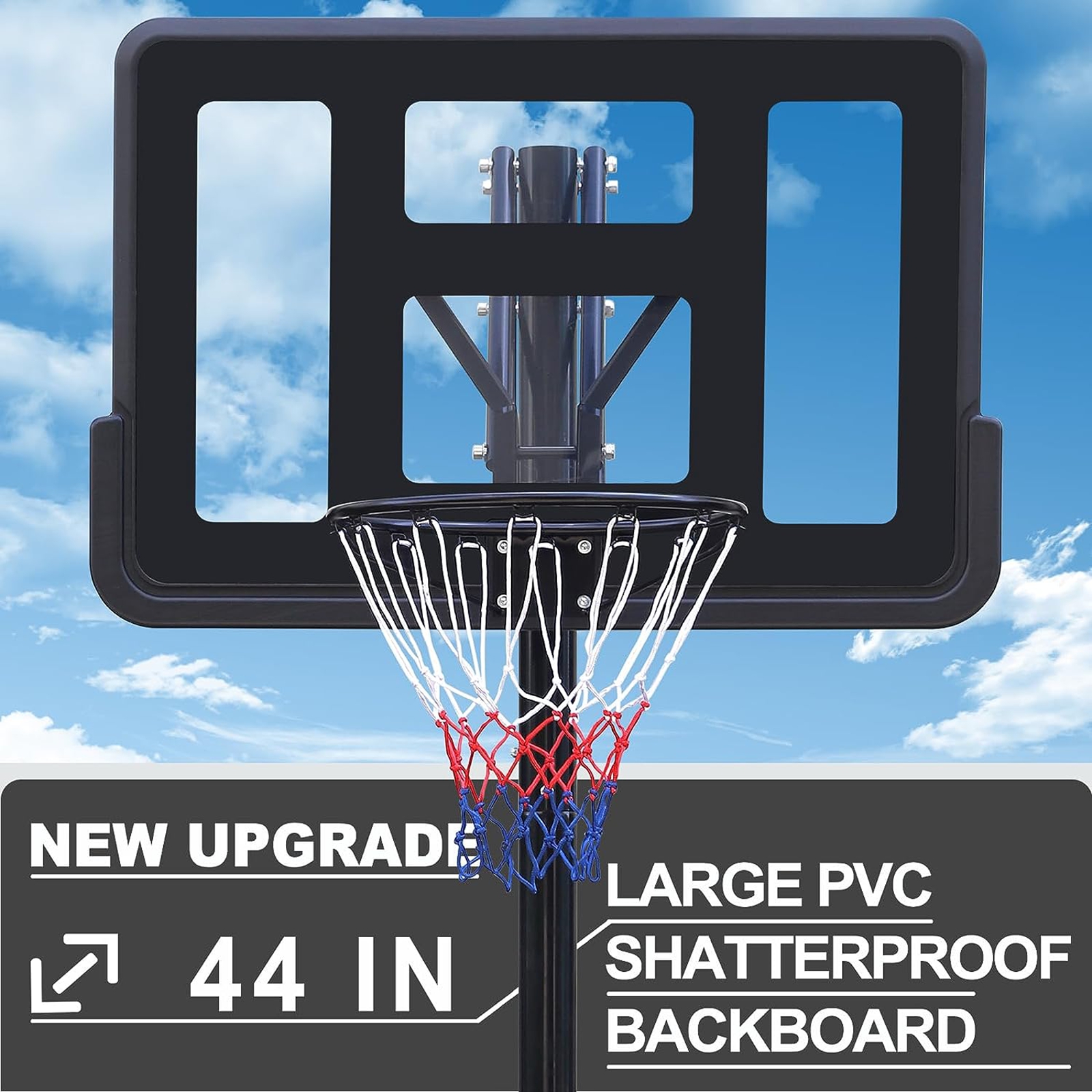 Height Adjustable Portable Basketball Hoop With 44 Inch Backboard And Wheels - Image 4