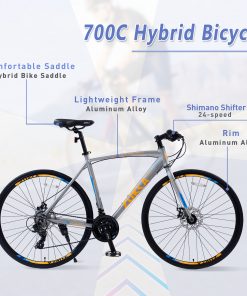 24 Speed Hybrid Bike, Sliver