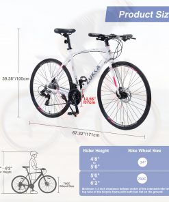 24 Speed Hybrid Bike, White