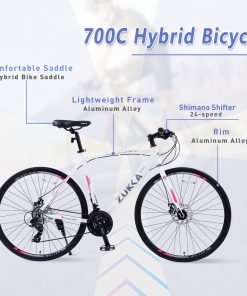 24 Speed Hybrid Bike, White