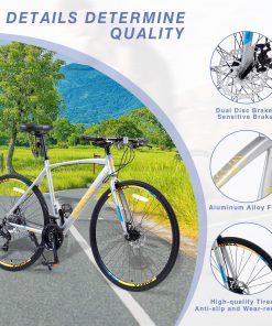 24 Speed Hybrid Bike, Sliver