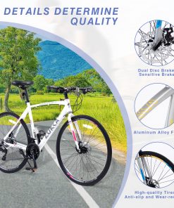 24 Speed Hybrid Bike, White