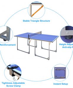 Foldable & Portable 8FT Mid-Size Table Tennis Table