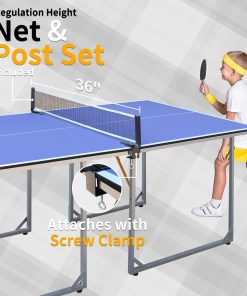 Foldable & Portable 8FT Mid-Size Table Tennis Table