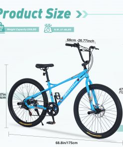 26 Inch Children's Bicycle For Boys Girls, Double Disc Brakes