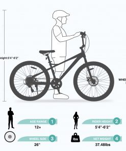 26 Inch Children's Bicycle For Boys Girls, Double Disc Brakes