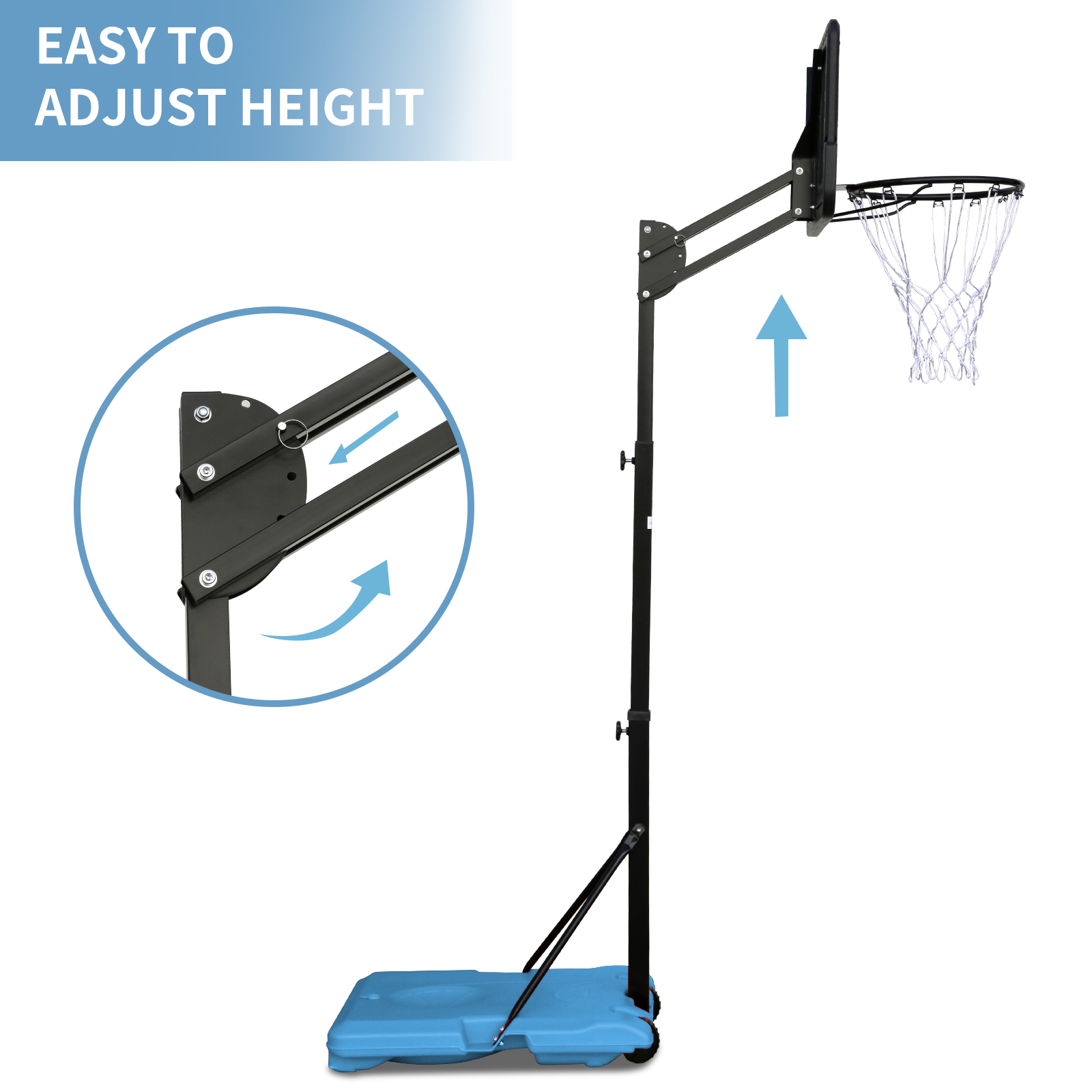 Outdoor Height Adjustable 7.5 to 10ft Basketball Hoop
