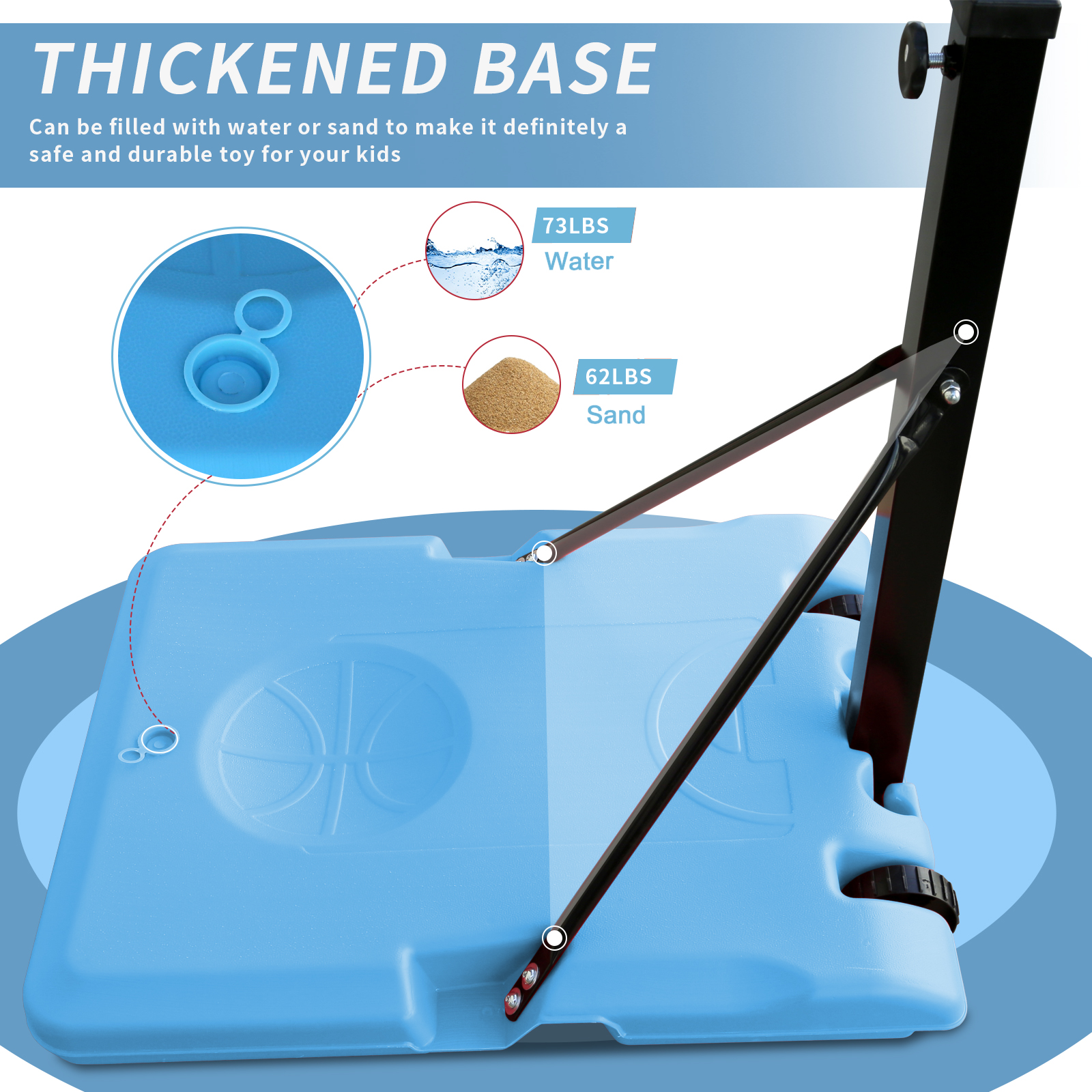 Outdoor Height Adjustable 7.5 to 10ft Basketball Hoop