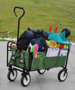 Folding Wagon Garden Shopping Beach Cart Green