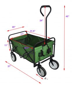 Folding Wagon Garden Shopping Beach Cart Green