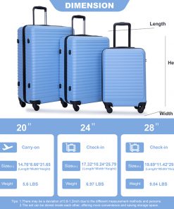 ABS Lightweight Suitcase with Two Hooks, Spinner Wheels, TSA Lock