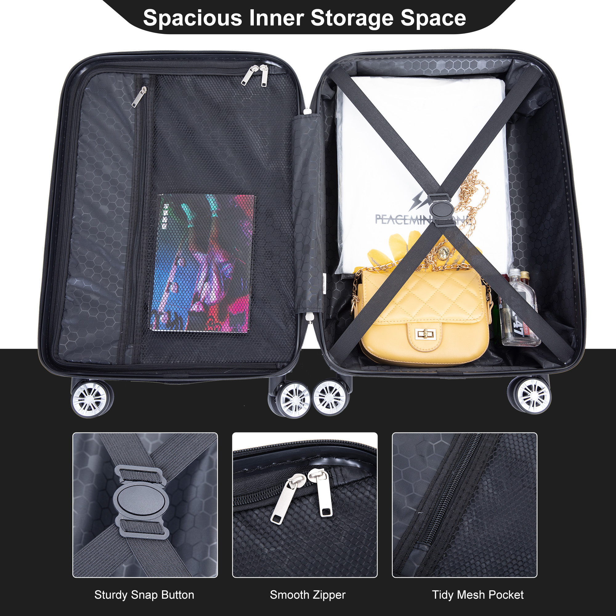4-Pieces ABS Lightweight Suitcase