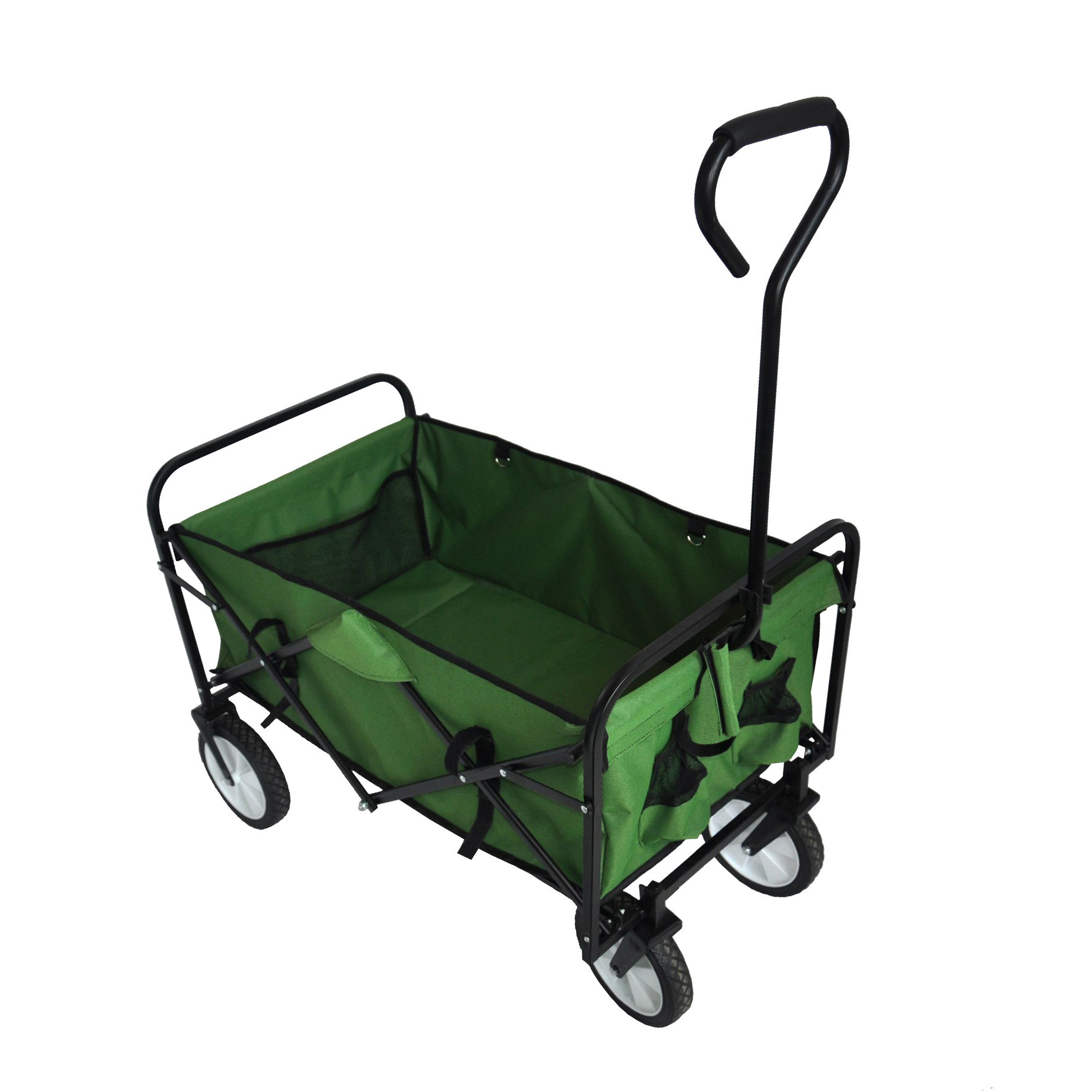 Folding Wagon Garden Shopping Beach Cart Green