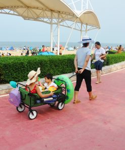Folding Wagon Garden Shopping Beach Cart Green