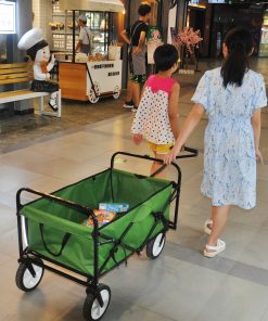 Folding Wagon Garden Shopping Beach Cart Green