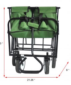 Folding Wagon Garden Shopping Beach Cart Green