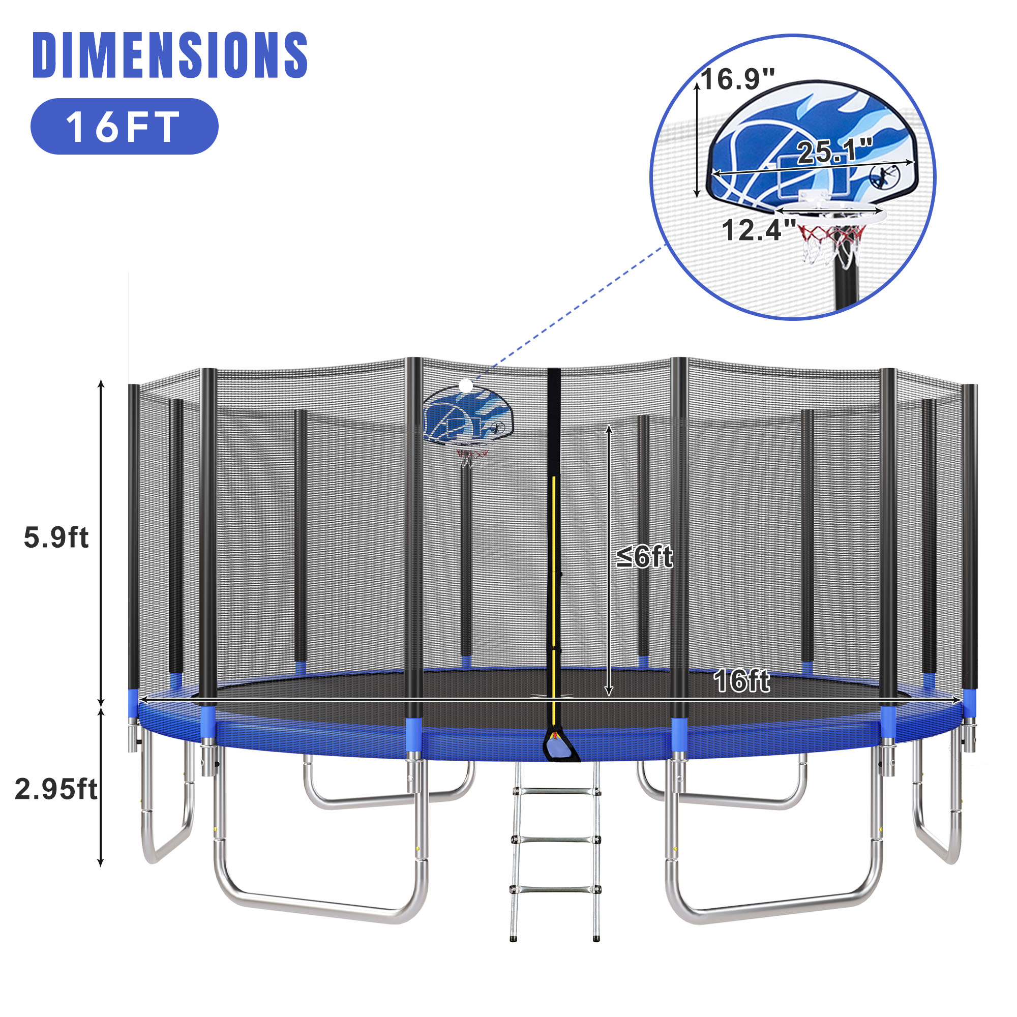 16FT Trampoline for Kids