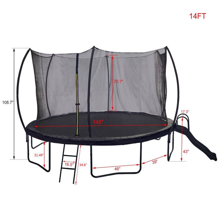 14FT Trampoline with Slide