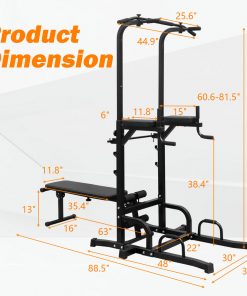 Power Tower Dip Station with Bench